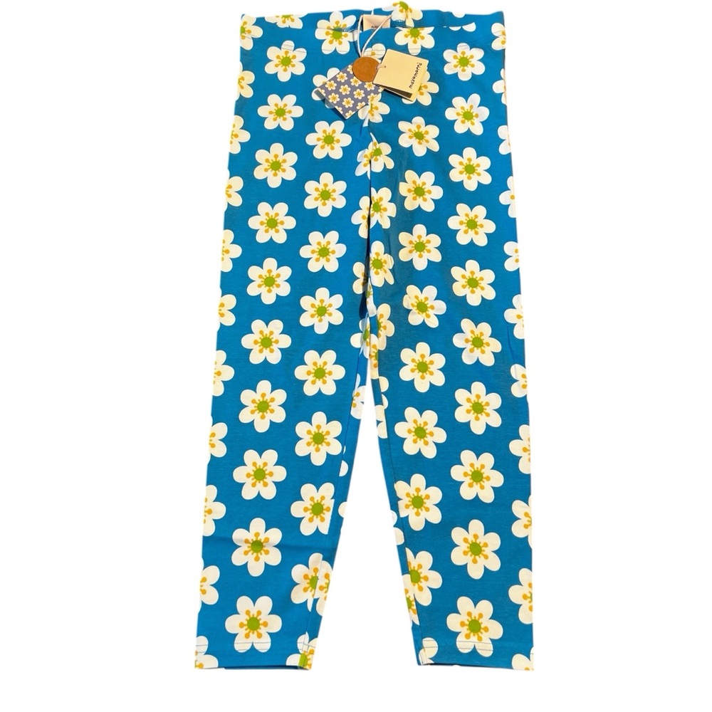 Maxomorra Girls NWT Cropped Leggings 146/152 10-12yr Floral Blue